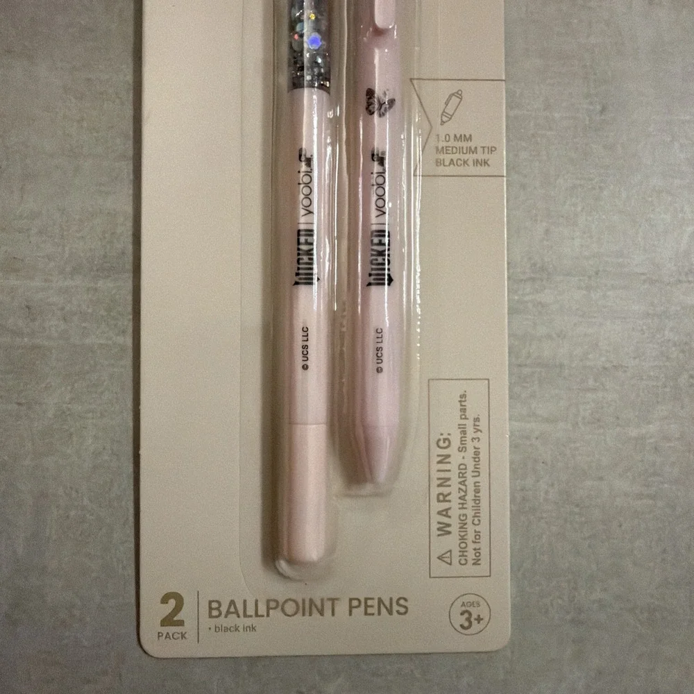 Glinda wand Yoobi Wicked Glitter Tube Ballpoint Pens Glitter 2 Pack